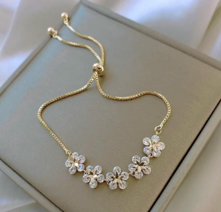 1 Pc Gold Plated Rhinestone Charm Bracelet