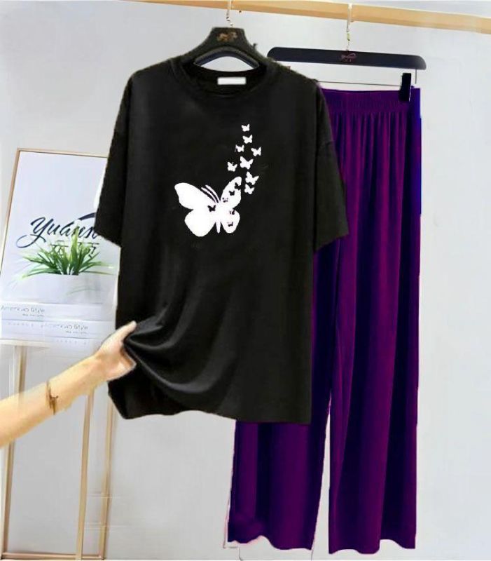 Comfortable Women's Printed Cotton Jersey Night Suit - 2 Pcs