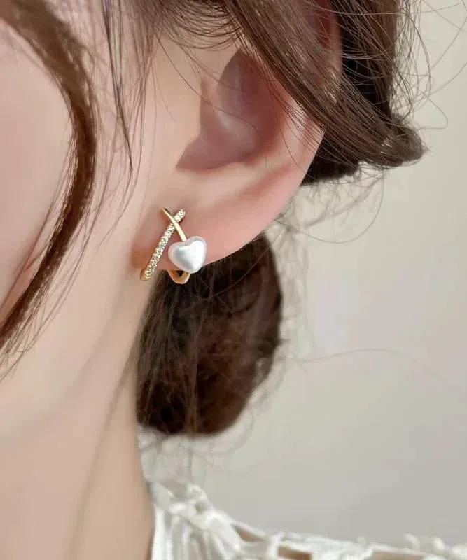 Heart Shape Pearl Korean Earrings (PJT-993)