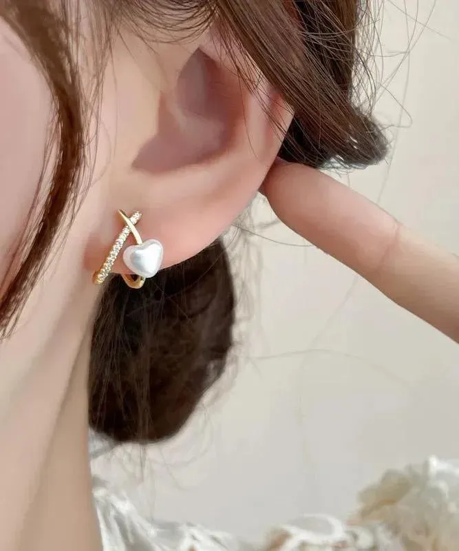 Heart Shape Pearl Korean Earrings (PJT-993)