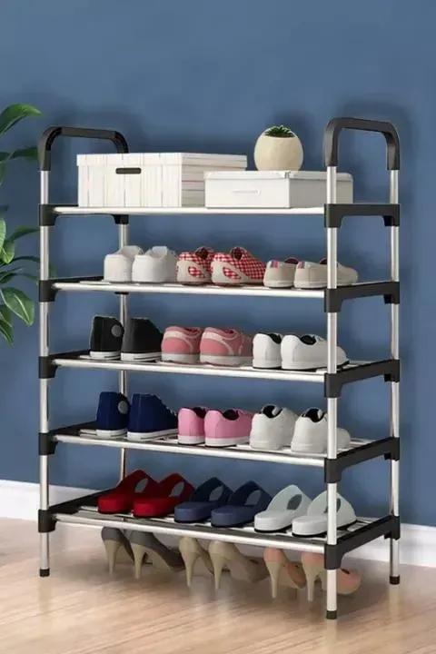 4 Layer Shoe Rack Multifunctional Book Rack Accessories Rack for Home and Office Durable Non Breakable Shoe Organizer Stainless Steel Layer Shoe Rack Easy Assembly