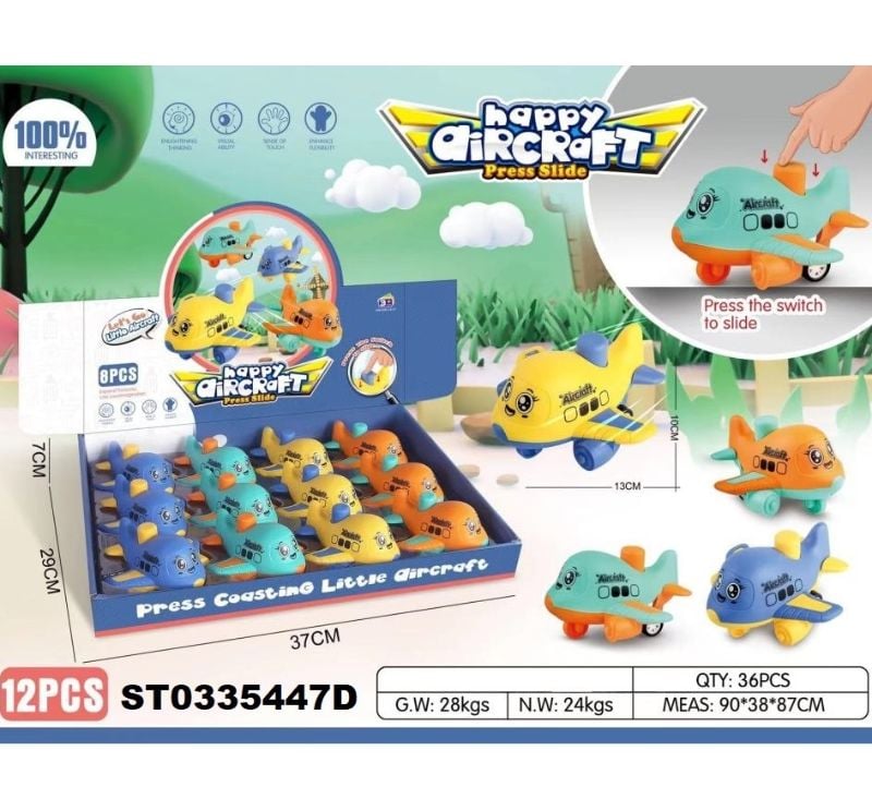 (668-25A) Press&Go Plane,12Pcs
