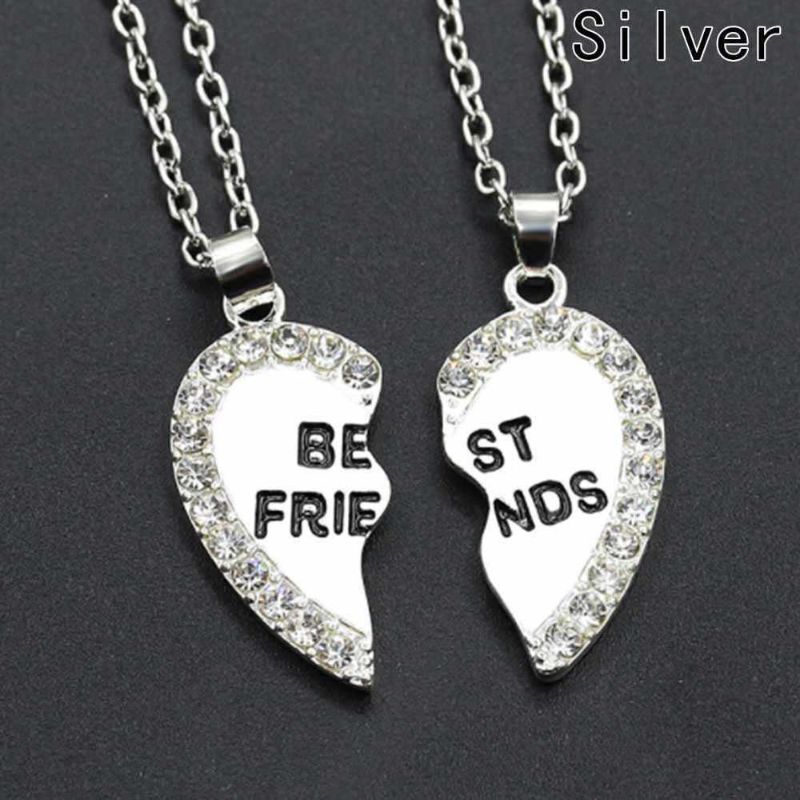 2 Pairs Best Friend Necklace Golden and Silver