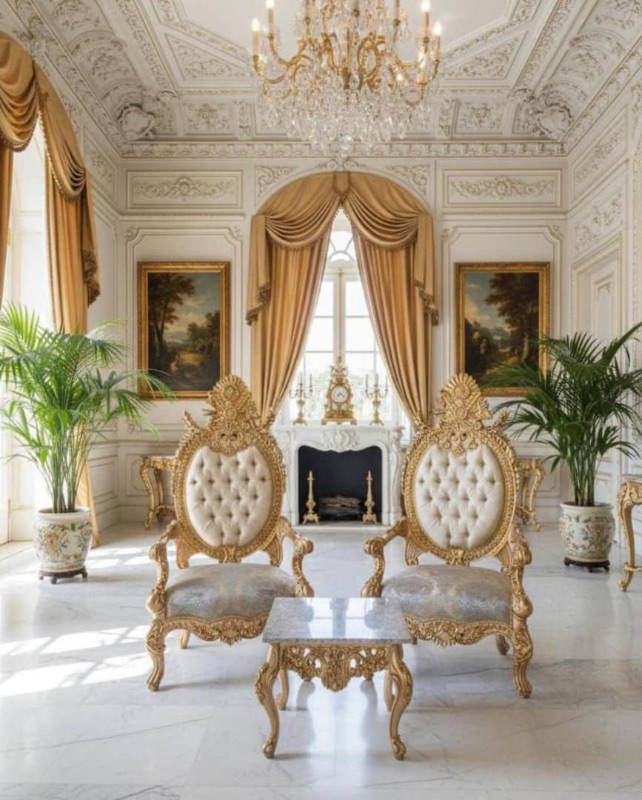 Set of Royal Coffee Table and two Chairs