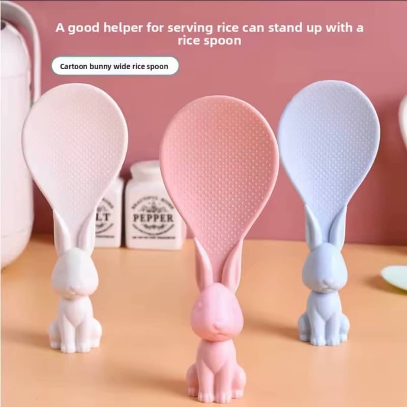 (Dozen) CUTE LITTLE RABBIT KITCHEN STAND RICE NONSTICK SPOON
