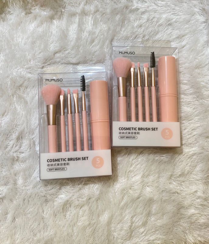 Set brush kuas make up-gaya tas organizer (kemasan 5 pcs)