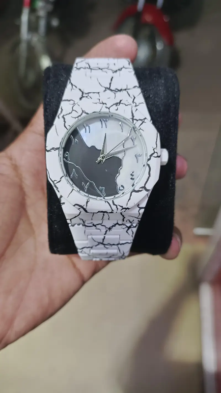 Arabic Numerals Men’s Black Aura Polycarbonate Marble Arabic Double Dial Watch