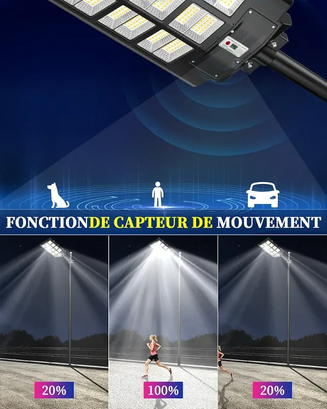 Lampadaire Solaire ☀️ avec détecteur de mouvement.