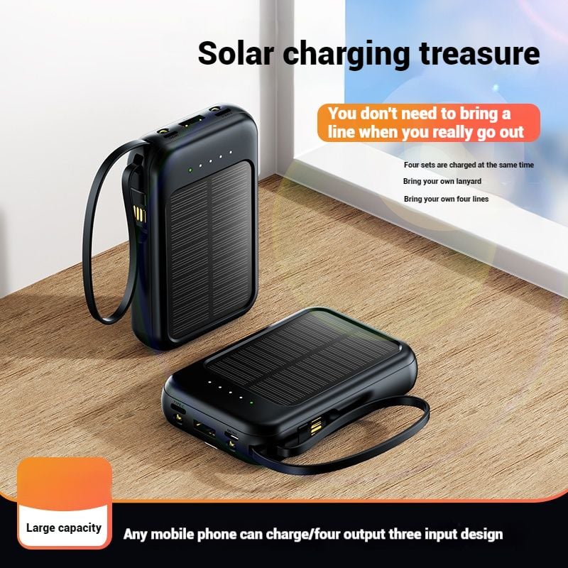 chargeur solaire powerbanks solaire Mini Portable avec lumière LED pour banque d'alimentation extérieure 10000mAh