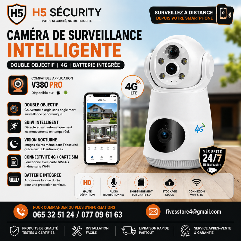 Caméra carte intelligentes carte SIM 4G à double objectif