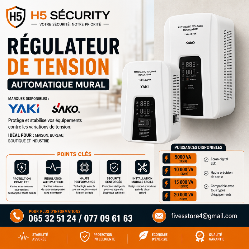 Regulateur De Tension Mural de 5000VA ; 10KVA
