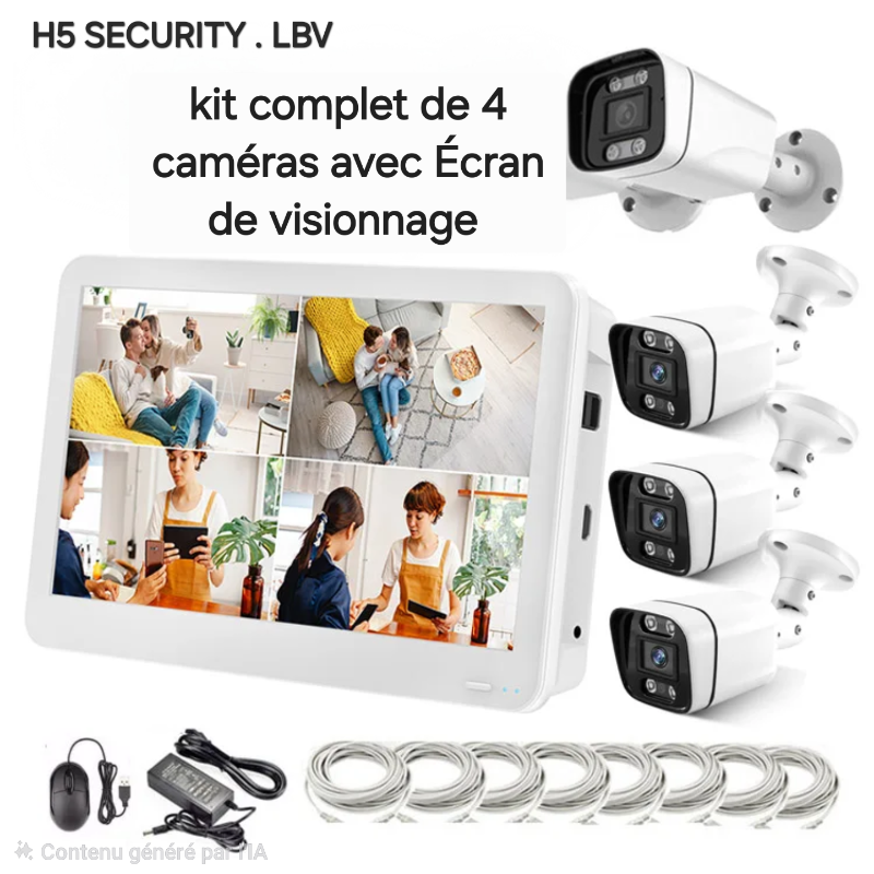 kit " SMART WIFI KIT " de 4 Cameras avec écran de visionnage.