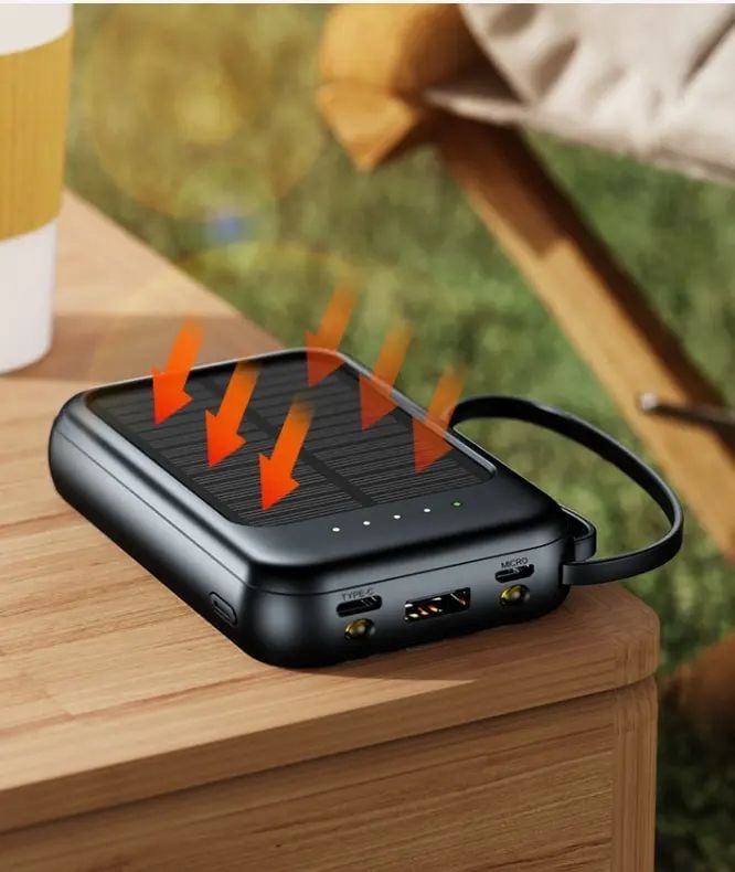 chargeur solaire powerbanks solaire Mini Portable avec lumière LED pour banque d'alimentation extérieure 10000mAh