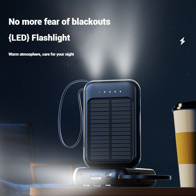 chargeur solaire powerbanks solaire Mini Portable avec lumière LED pour banque d'alimentation extérieure 10000mAh