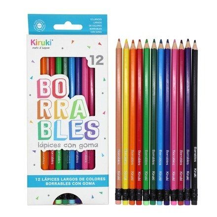LAPIZ DE COLOR KIRUKI BORRABLES X 12U