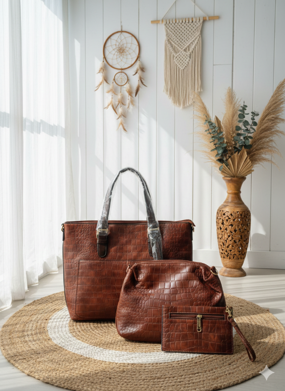 Tan Double pocket Tote