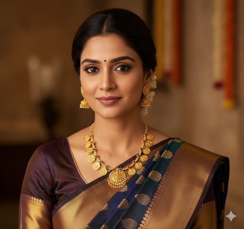 Gold Plated Traditional South Necklace Set-GP023