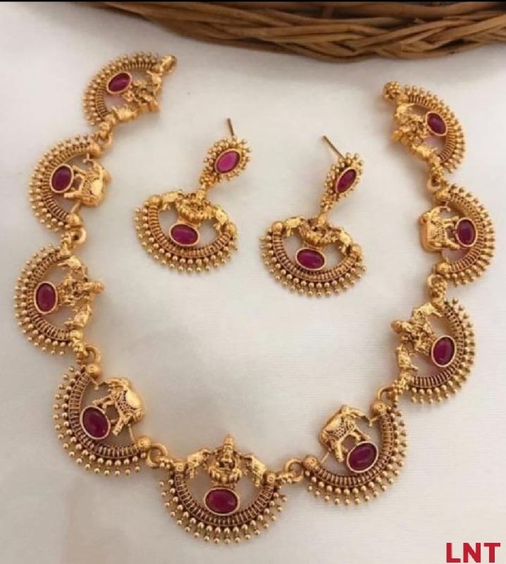 Gold Plated Traditional South Necklace Set-GP042