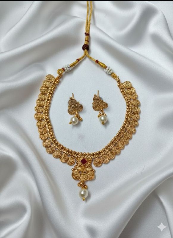 Gold Plated Traditional South Necklace Set-GP023