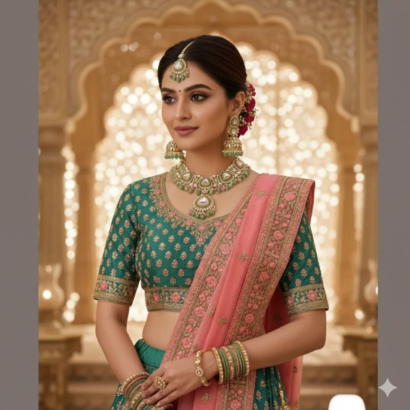 Sai Fashion Gold Plated Kundan Stone And Beads Necklace Set
-SB001