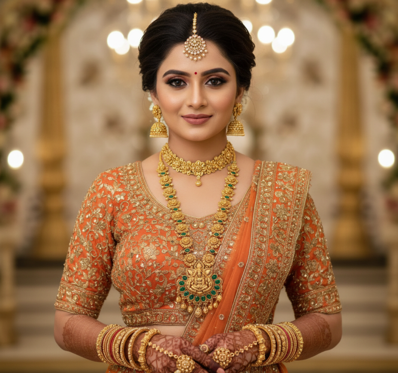 Gold Plated Traditional South Necklace Set-GP019