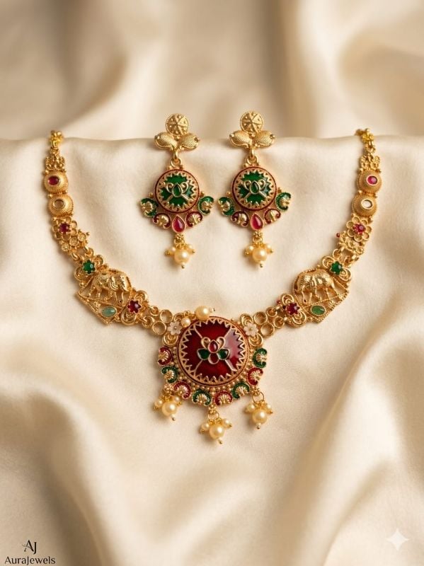 Brass Kundan Heritage Jewellery Set for Women | Elegant Traditional & Party Jewellery | Lightweight & Durable