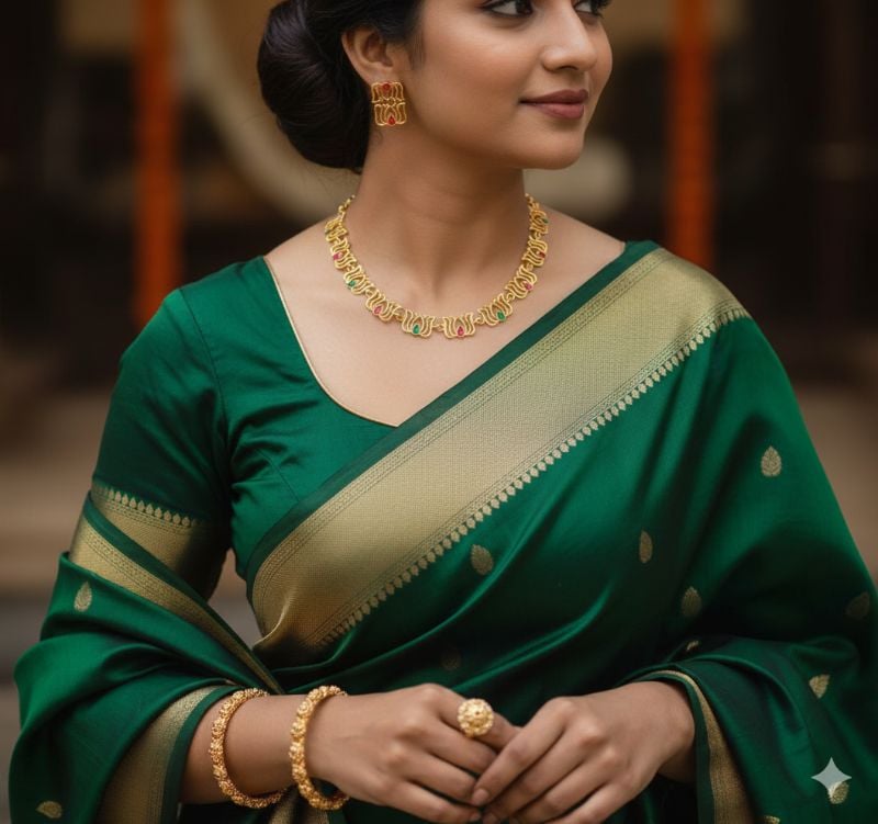 Traditional Lotus Design Necklace Set-GP034