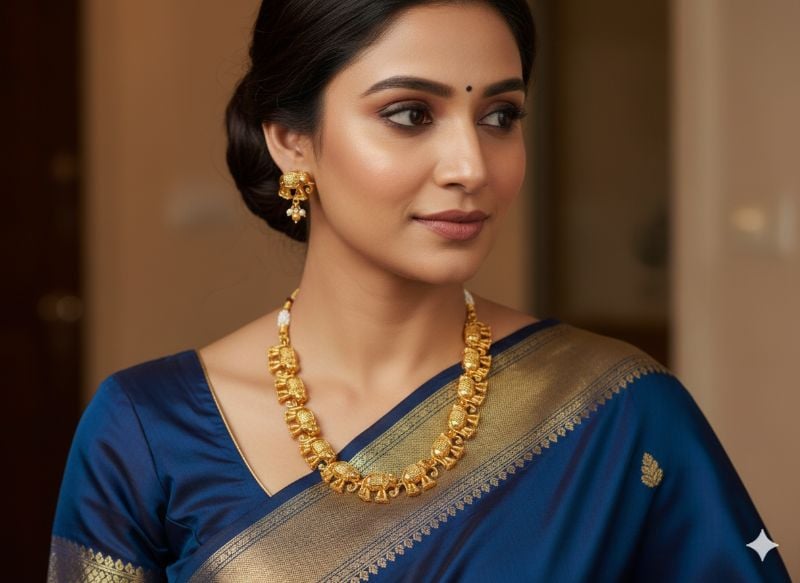 Gold Plated Traditional South Necklace Set-GP024