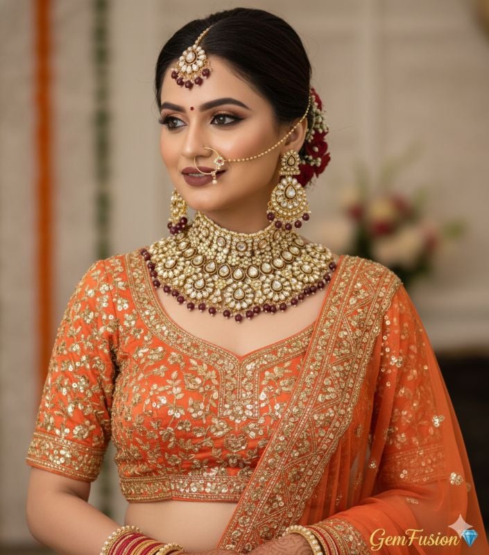 Trditional Gold Plated Kundan Ethnic Bridal Jewellery Set For Women-B003