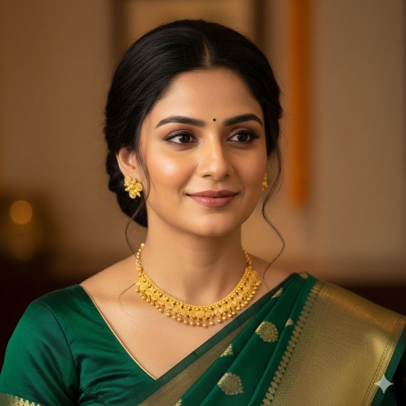 Gold Plated Traditional South Necklace Set-GP043