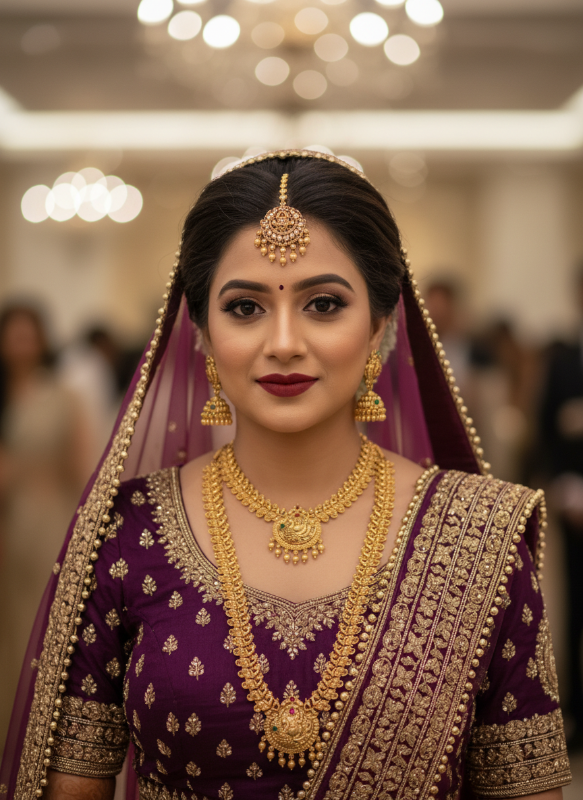 Gold Plated Traditional South Combo Necklace Set-GP007