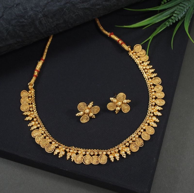 Gold Plated Traditional South Necklace Set-GP043