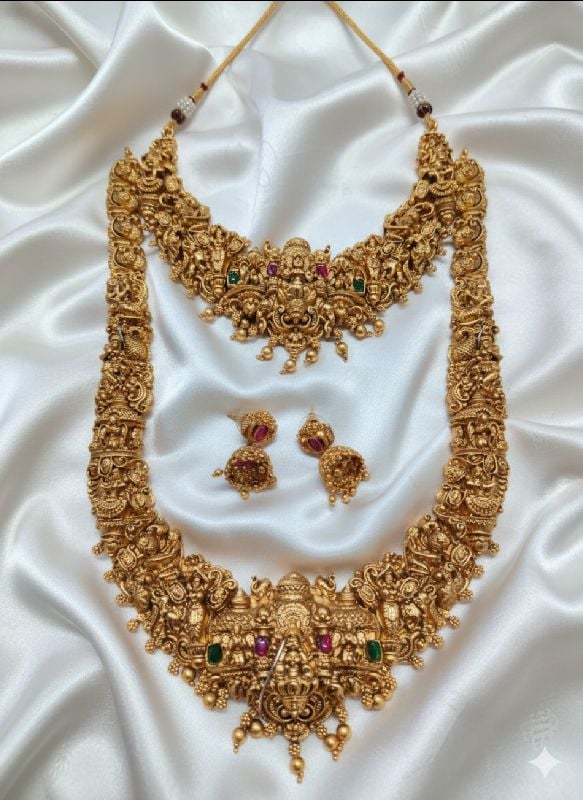Gold Plated Traditional South Combo Necklace Set-GP003