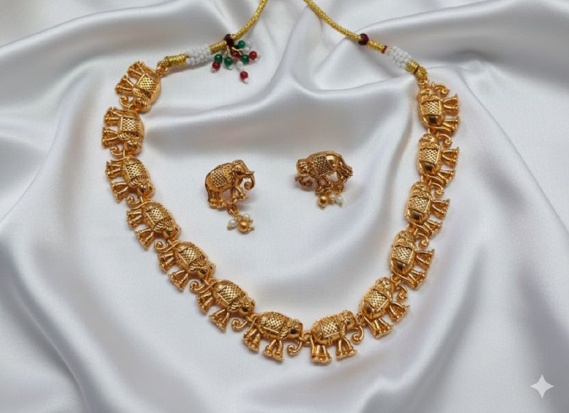 Gold Plated Traditional South Necklace Set-GP024