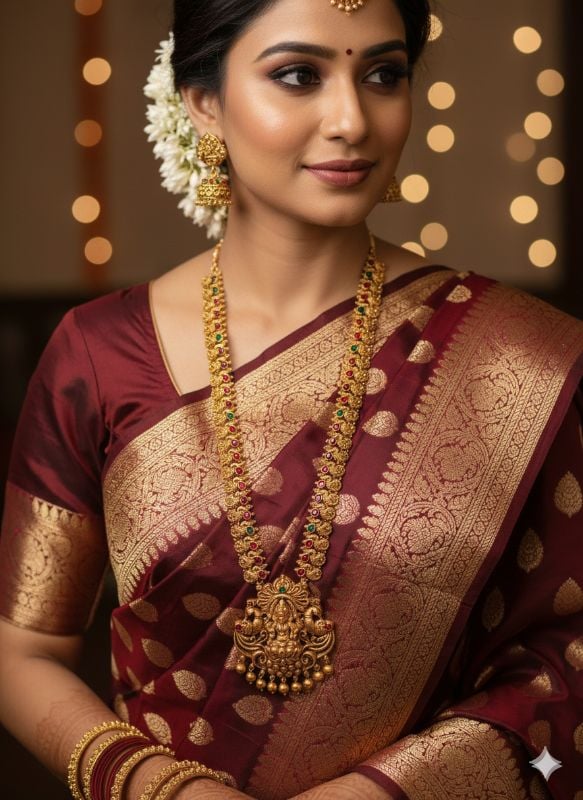 Gold Plated Traditional South Necklace Set-GP020