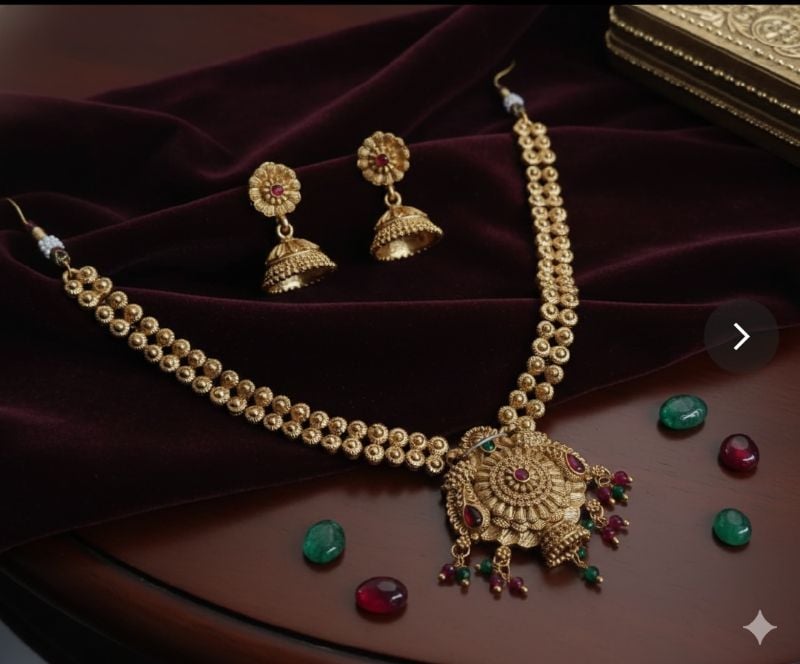 Gold Plated Traditional South Necklace Set-GP017