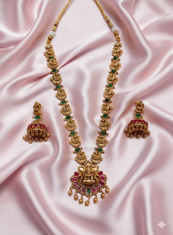 Gold Plated Traditional South Necklace Set-GP018