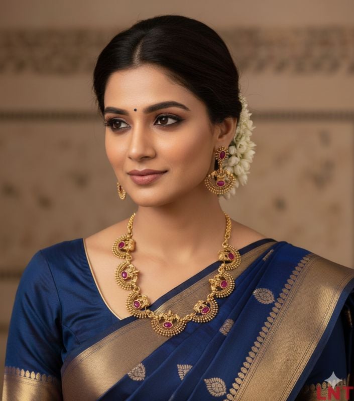 Gold Plated Traditional South Necklace Set-GP042