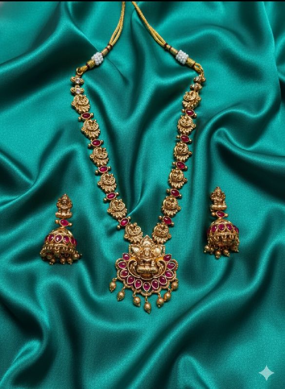 Gold Plated Traditional South Necklace Set-GP027