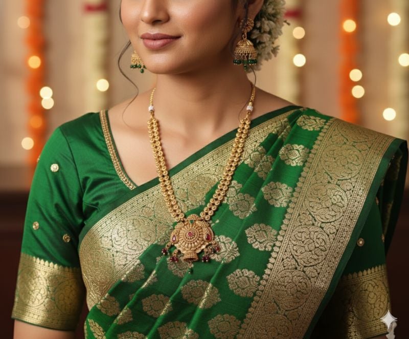 Gold Plated Traditional South Necklace Set-GP017