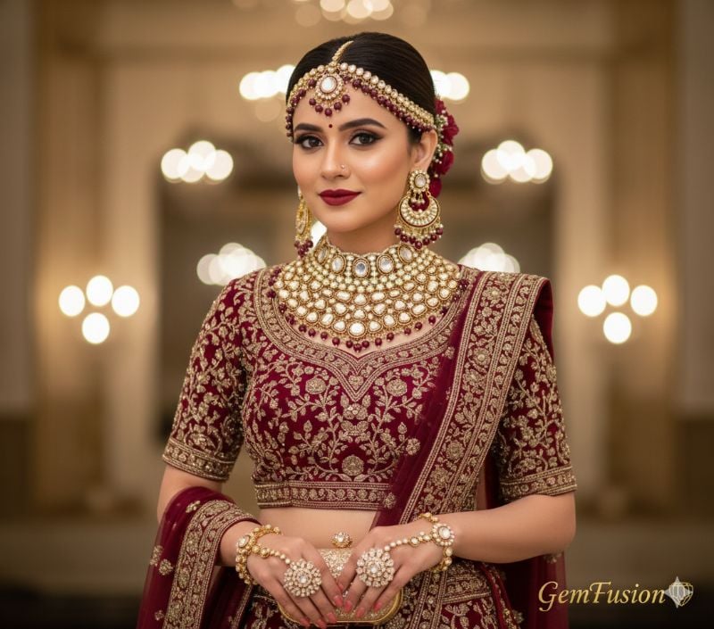 Trditional Gold Plated Kundan Ethnic Bridal Jewellery Set For Women-B004