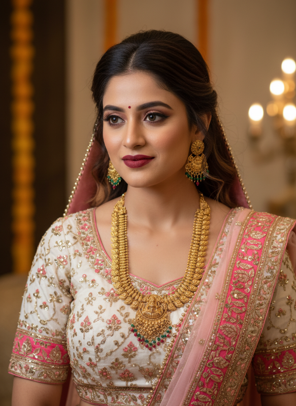 Gold Plated Traditional South Necklace Set-GP022