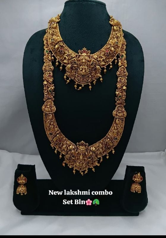 Gold Plated Traditional South Combo Necklace Set-GP001