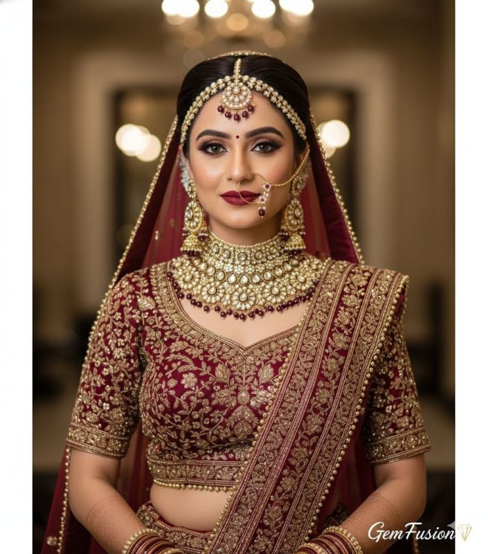 Trditional Gold Plated Kundan Ethnic Bridal Jewellery Set For Women-B003