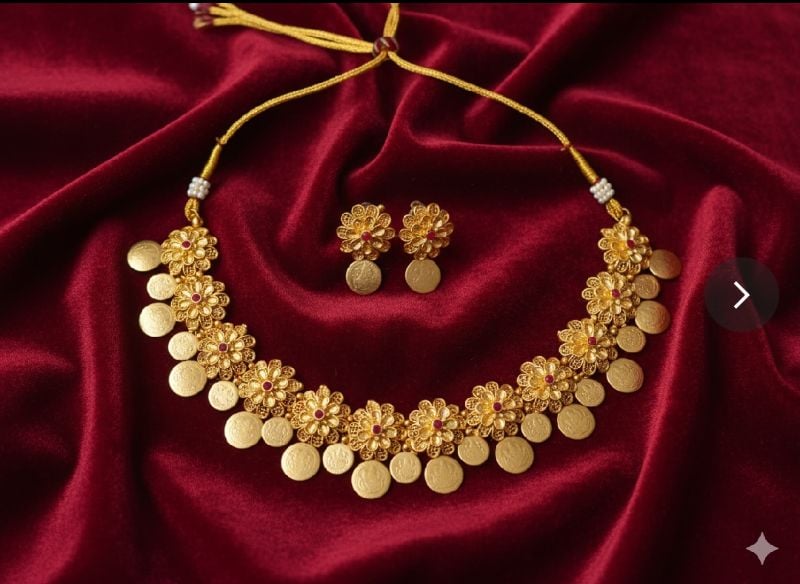 Gold Plated Traditional South Necklace Set-GP029