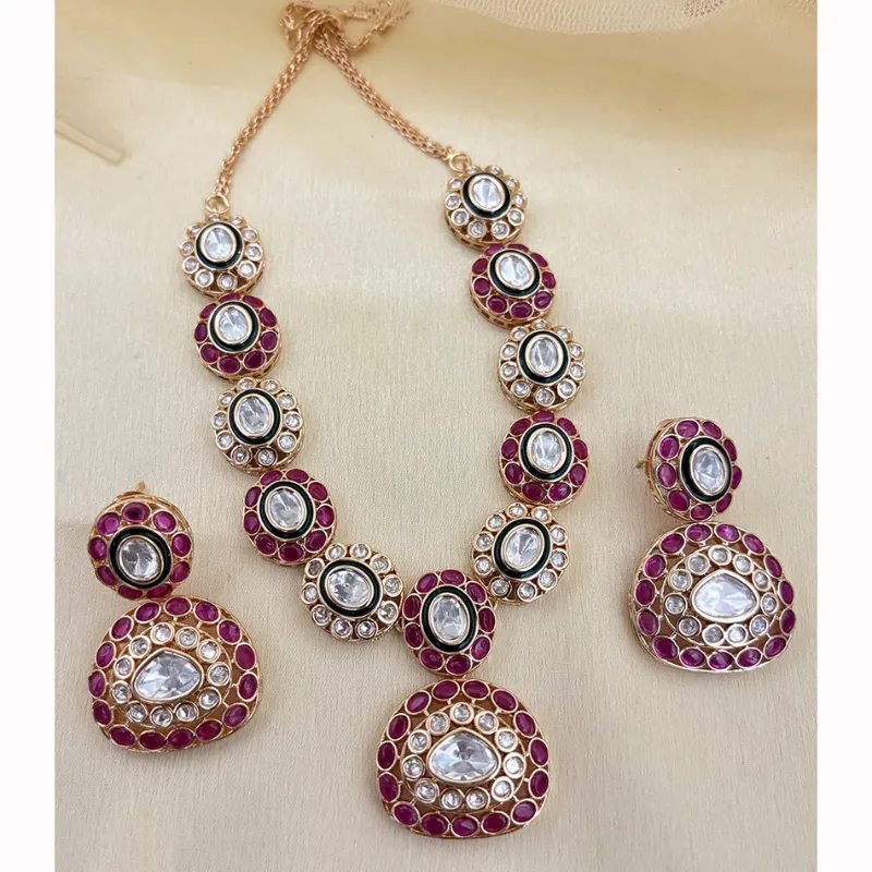 NAFJ Traditional Polki Kundan Meenakari And Designer Necklace Set-SB006