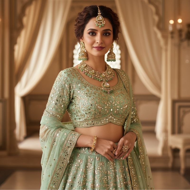 Sai Fashion Gold Plated Kundan Stone And Beads Necklace Set
-SB001