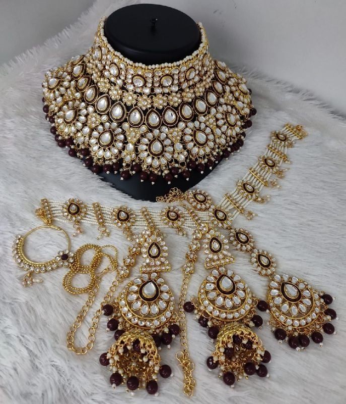 Trditional Gold Plated Kundan Ethnic Bridal Jewellery Set For Women-B003