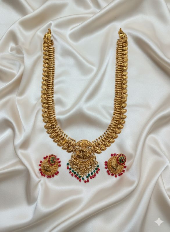 Gold Plated Traditional South Necklace Set-GP022