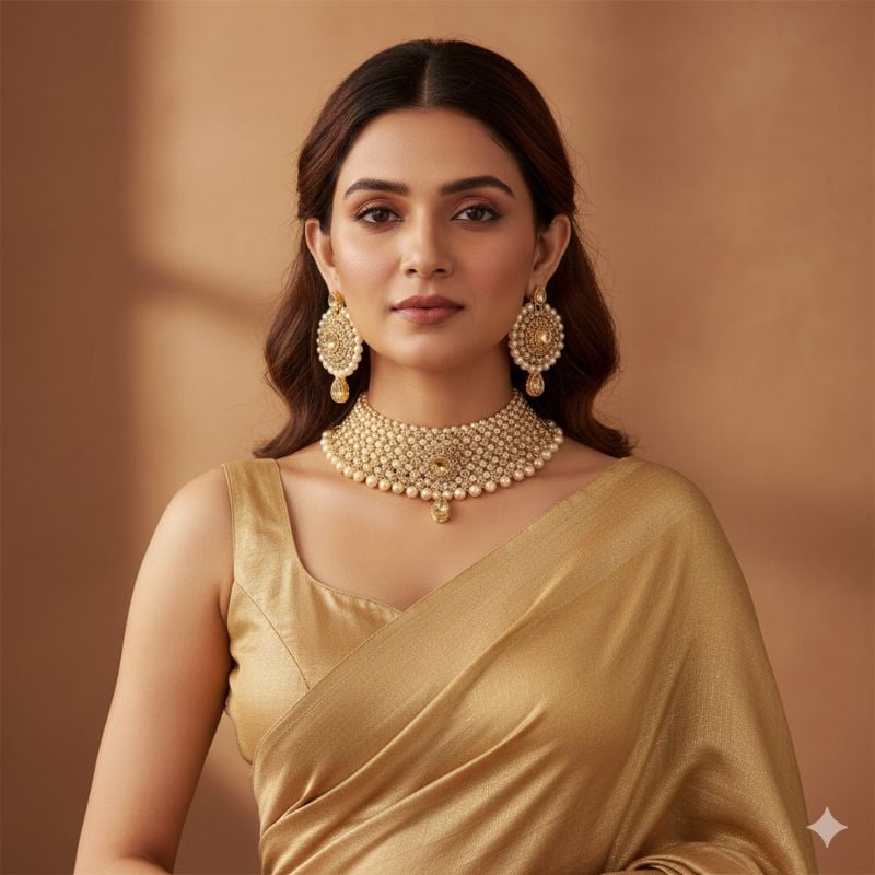 Latest Design Gold Plated Choker Necklace Set-SB021